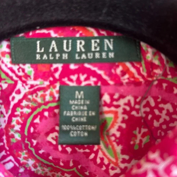 Lauren Ralph Lauren Pink Paisley Lightweight 100% Cotton Button Front Shirt - Picture 4 of 4